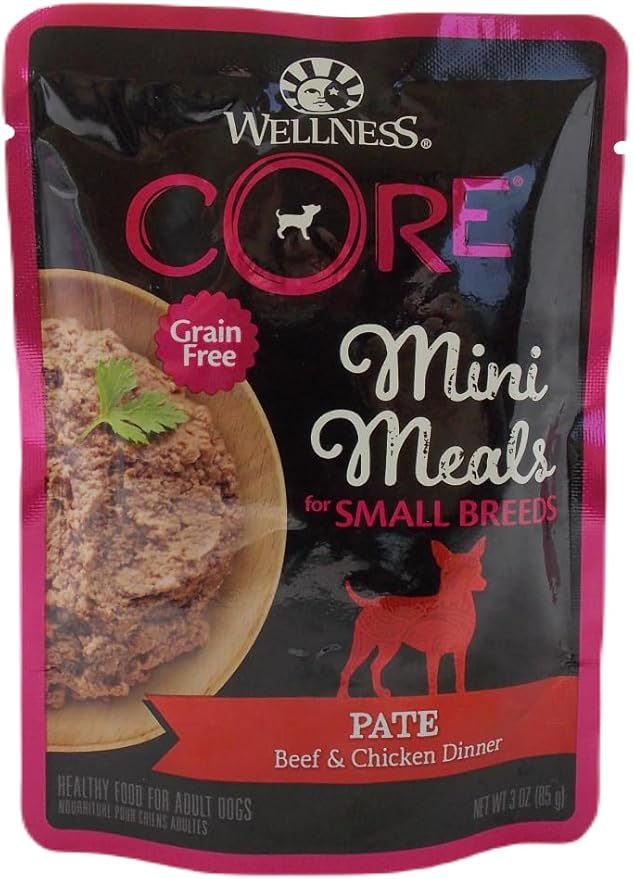 Wellness Core Mini Meals Small Breed Dog Food - Beef Chicken Pate (3 Ounces) - 6 Count - Plus Rope Toy and Fun Facts Booklet Bundle