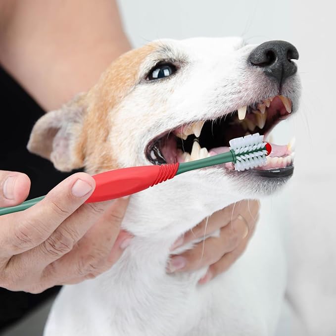 2PCS Dog Toothbrush 360 Degree Dog Tooth Brush, Dual Head Dog Tooth Brushing Kit Non Slip Toothbrush for Dogs and Cat Teeth Clean Pet Toothbrush Dental Care