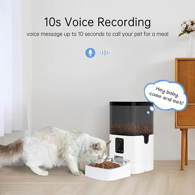 Pet Camera Treat Dispenser, Automatic Cat Feeders with Camera, Automatic Pet Feeder for Cats and Small Dogs with Night Vision Two Way Audio and Video (Support 2.4GHz Wi-Fi only, No Suscription Fee)