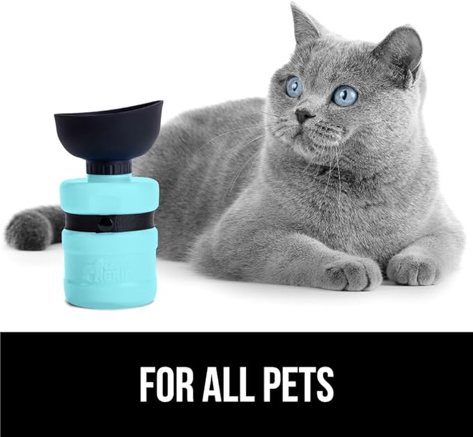 Gorilla Grip No Spill Portable Dog Water Bottle with Built in Bowl, Food Grade Silicone Leak Proof Pets Travel Drink Dispenser, Puppy Walk Training, Pet Hiking Essentials, Trip Accessories, Turquoise