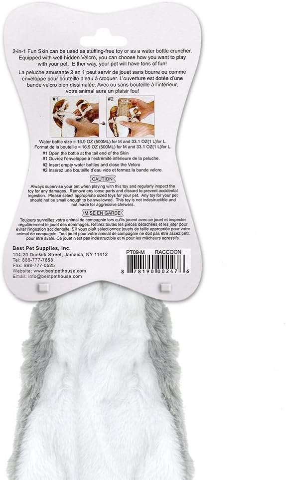 Best Pet Supplies Stuffing Free Squeaky Dog Toys for Small Dogs, Medium Dogs, and Large Dogs, Durable, Best Dog Chew Toy for Teething Puppy, Indoor Play, Holds Plastic Bottle - Raccoon, Medium