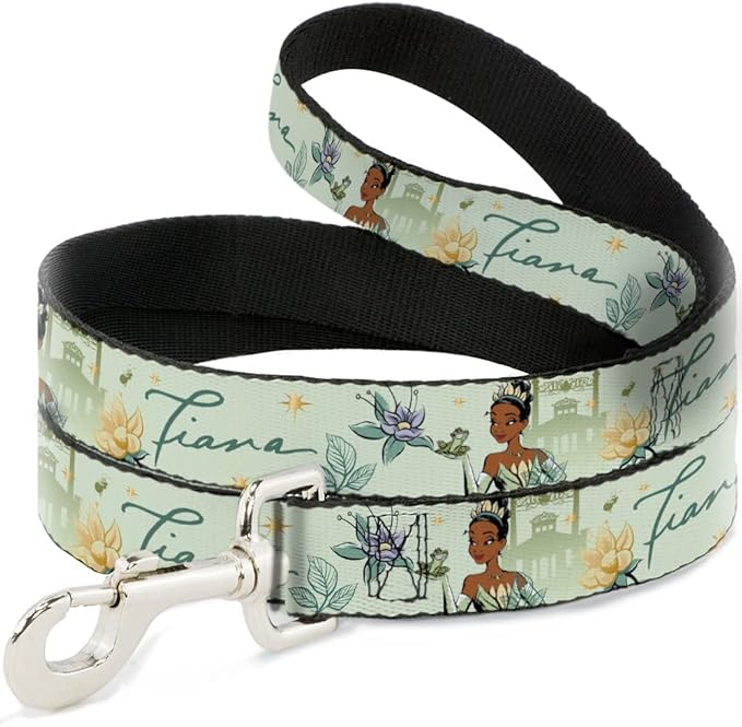 Dog Leash The Princess and The Frog Tiana Palace Pose with Script Green 6 Feet Long 1.5 Inch Wide