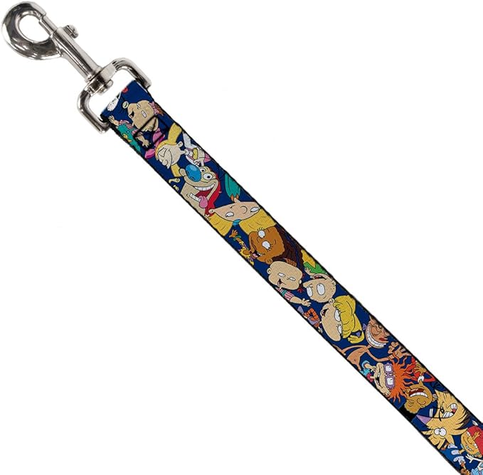 Dog Leash Nick 90s Rewind 16 Character Poses Navy Blue 6 Feet Long 0.5 Inch Wide