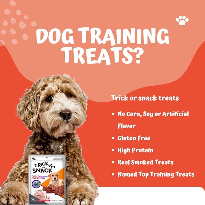 Premium 1lb Dog Jerky Treats | Dog Training | Dog Walking | Natural Grillers | Healthy Smoked Beef Chicken Salmon Chews Snacks Chicken Blueberry Steak
