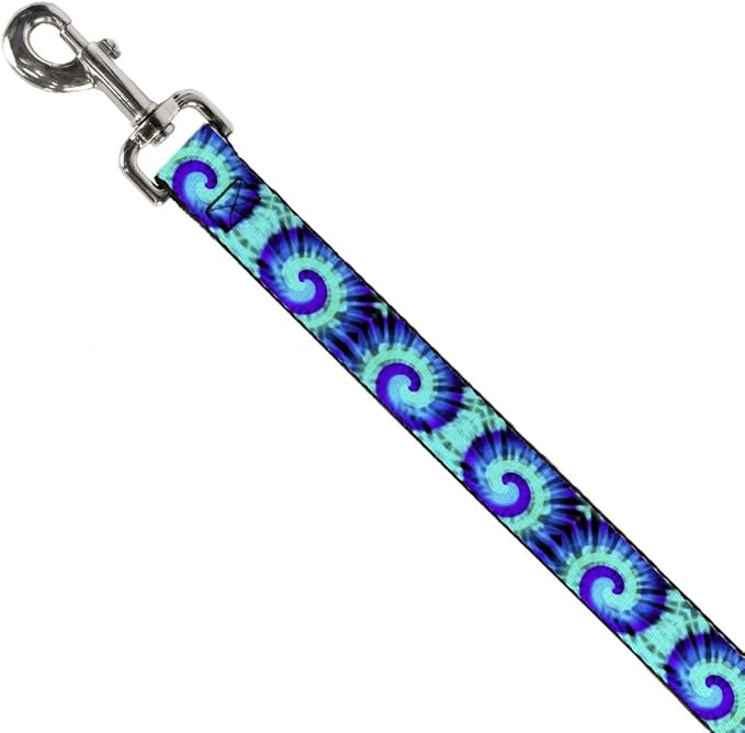 Dog Leash Tie Dye Swirl Purples Blues 4 Feet Long 0.5 Inch Wide