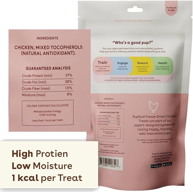 Pupford Freeze Dried Training Treats for Dogs & Puppies, 475+ Two Ingredient Bites (Chicken, 4 oz)