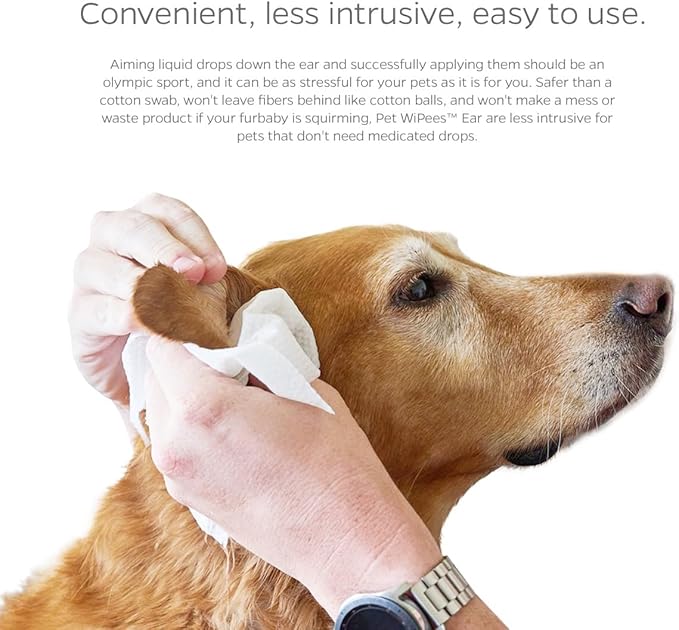 Pet Parents® Pet WiPees™ Ear, Cat & Dog Ear Wipes, Ear Cleaner for Dogs, Ear Wipes for Dogs. (100 Count (Pack of 1), Natural)