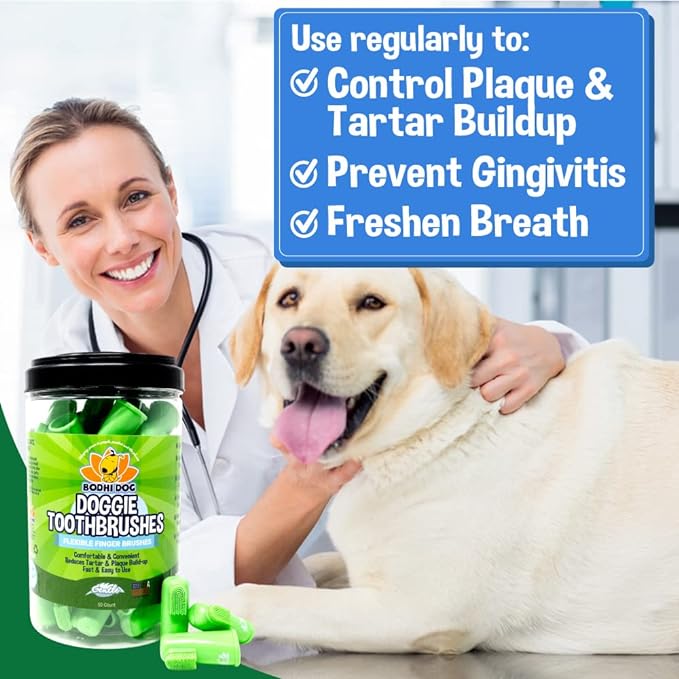 Bodhi Dog Finger Toothbrush for Dogs & Cats | Puppy Toothbrush with Soft & Flexible Silicone Bristles for Pet Dental Care | Easy Teeth Cleaning Dog Finger Toothbrush, 50 Count