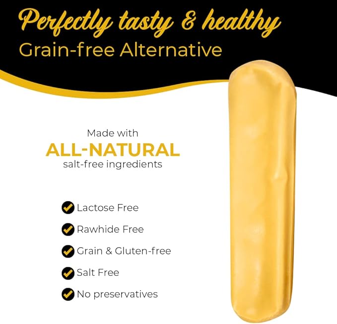 Cheese Dog Chews|US-Crafted for Puppies & Dogs |Natural Alternative to Himalayan Dog Chews & Yak Chews| Salt & Rawhide-Free(3X Caramelo Sticks)