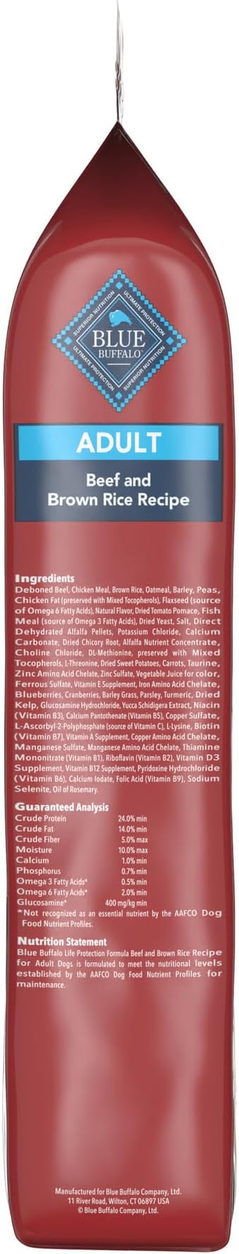 Blue Buffalo Life Protection Formula Natural Adult Dry Dog Food, Beef and Brown Rice 15-lb