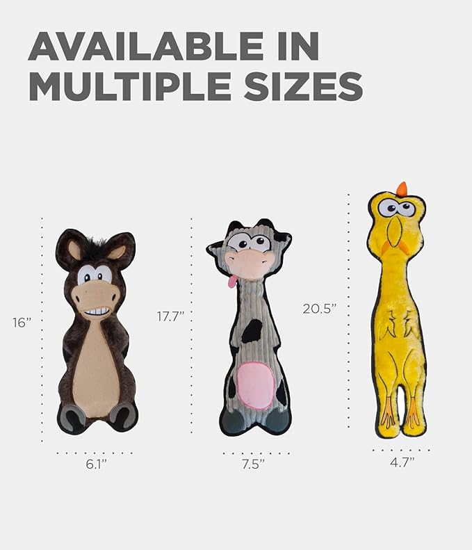 Outward Hound Floppyz Donkey Squeaky Dog Toy, Brown, Medium