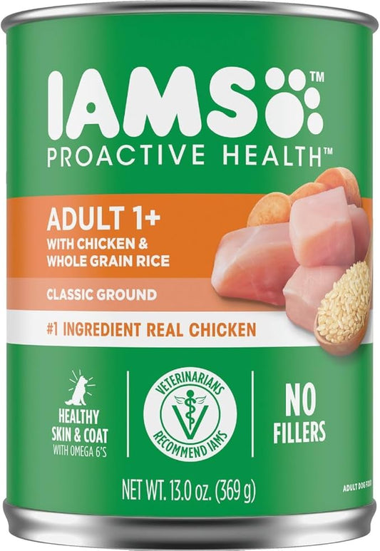 Iams Ground Dinner Canned Dog Food Case Chicken