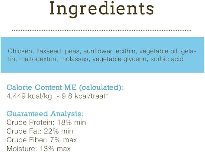 Herbsmith Smiling Dog Treats - Soft and Chewy Dog Treats for Senior Dogs - Dog Training Treats - Real Chicken Dog Treats with Flax & Peas - 8 oz