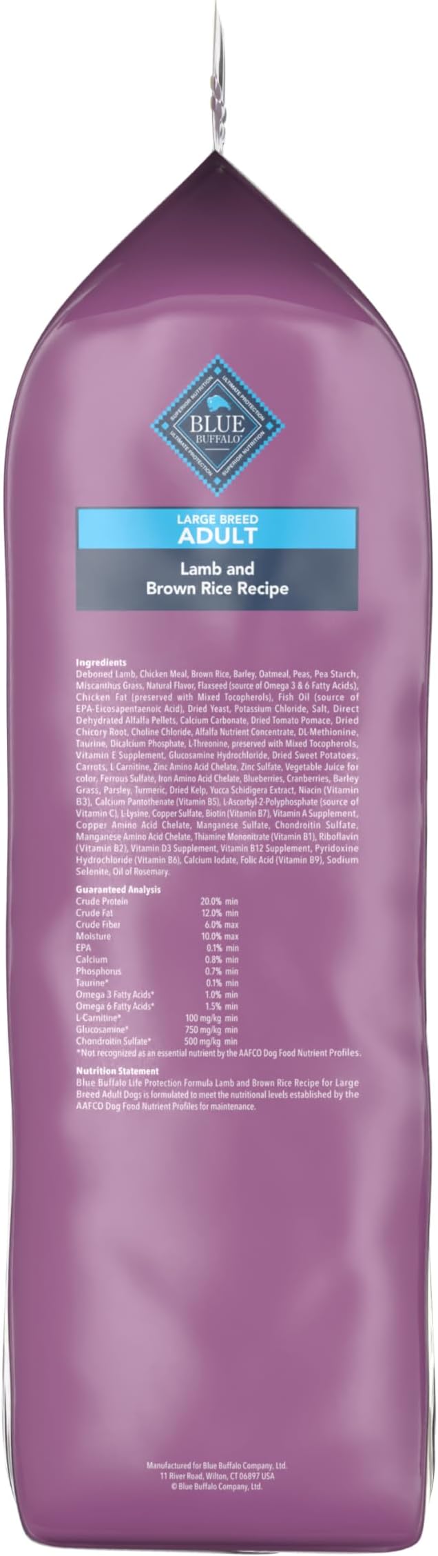 Blue Buffalo Life Protection Formula Natural Adult Large Breed Dry Dog Food, Lamb and Brown Rice 34-lb