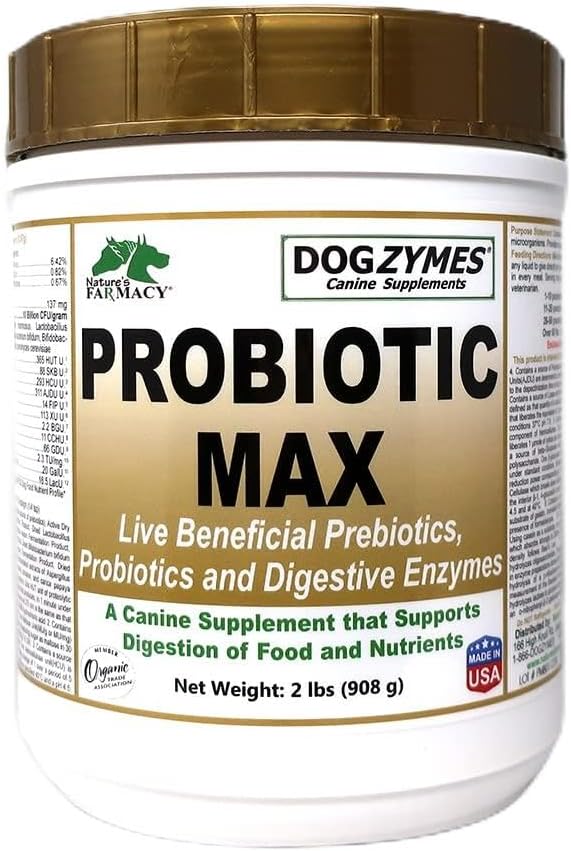 Dogzymes Probiotic Max -10 billion CFU's Probiotics, Prebiotics, Digestive Enzymes (2 pound)