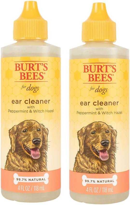 Burt's Bees for Pets Naturally Derived Ear Cleaner with Peppermint and Witch Hazel - Effective & Gentle Dog Ear Cleaning Solution for All Dogs And Puppies - Made in USA, 4 Oz - 2 Pack
