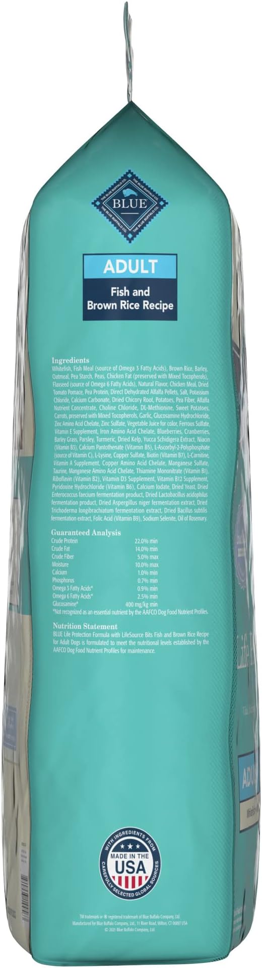 Blue Buffalo Life Protection Formula Natural Adult Dry Dog Food, Fish and Brown Rice 34-lb