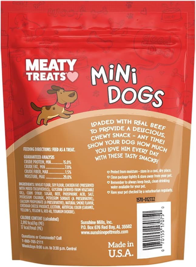 Mini Dogs Beef & Cheese Flavor Soft & Chewy Dog Treats, 3-oz. (Pack of 8)