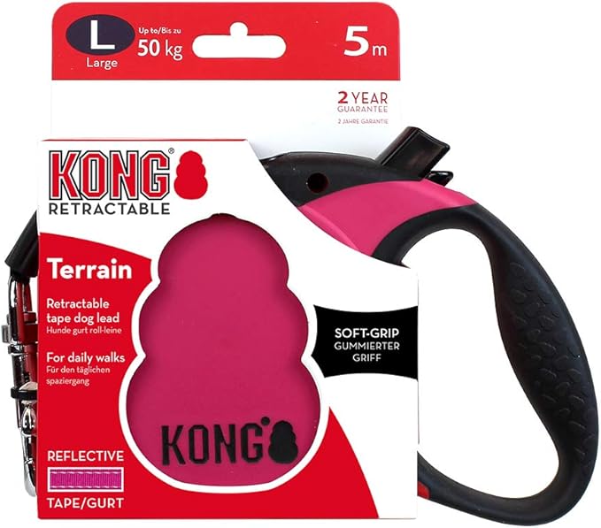 Alcott KONG Retractable Terrain, Fuschia, Large, 16' Long