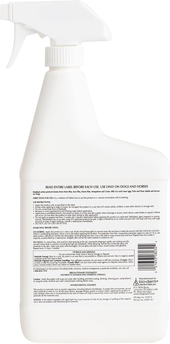 Bio-Groom Repel-35 Flea & Tick Dog Spray – Flea and Tick Prevention for Dogs, Flea Treatment, Cruelty-Free, Made in USA, Natural Tick Repellent, Fly Spray for Horses – 32 fl oz 1-Pack