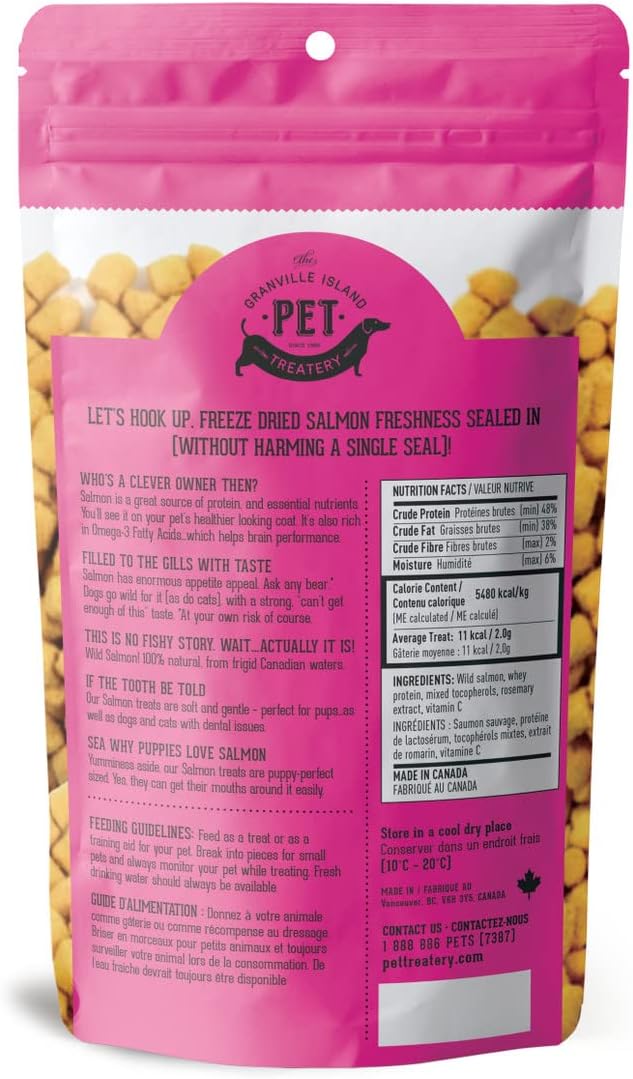 Freeze Dried Salmon Treats for Dogs & Cats (1.76 oz, Pack of 1) - Single Ingredient Dog Treats, Cat Treats - Natural Dog Treats, Grain Free