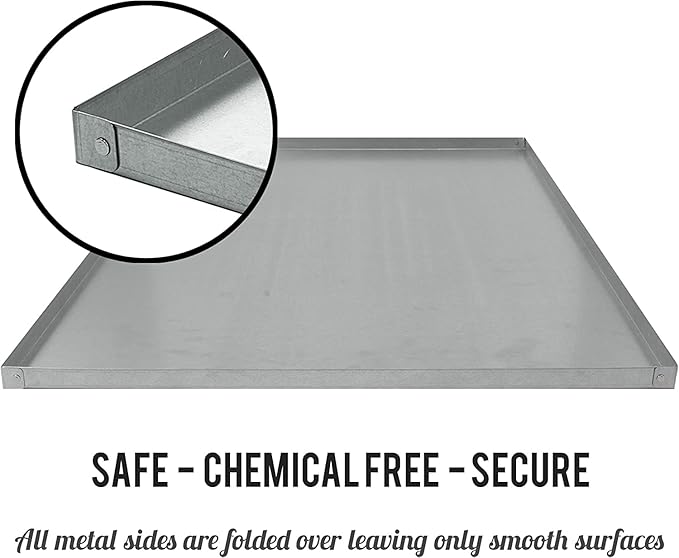 KOPEKS - Heavy Duty Multipurpose Replacement Metal Tray - Galvanized - Rust & Crack Proof - Several for Pet Crates, Grease Trap and others (32 x 23 Inches, Metal Tray)