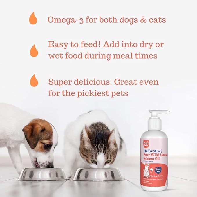 Pure Wild Alaskan Salmon Oil for Dogs and Cats - 8oz, Premium Omega 3 Supplement Fish Oil, Dog Vitamins and Supplements for Skin and Coat, Joint Support, Immune Support and Allergy Relief