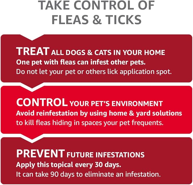 Amazon Basics Flea and Tick Topical Treatment for X-Large Dogs (89-132 pounds), 3 Count (Previously Solimo)