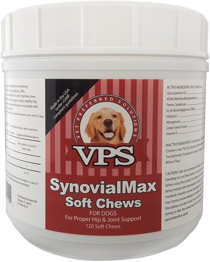 VPS SynovialMax Hip & Joint Soft Chews for Dogs, 120 count