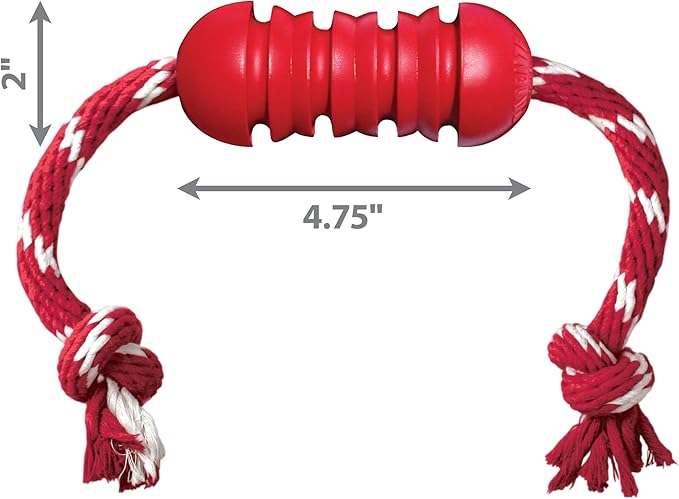 KONG Dental with Rope- for Dog Dental Care - Stuffable Chew Toy - Provides Chewing Outlet & Satisfies Instinctual Needs - Cleans Teeth & Gums - Made with Durable Natural Rubber - for Medium Dogs