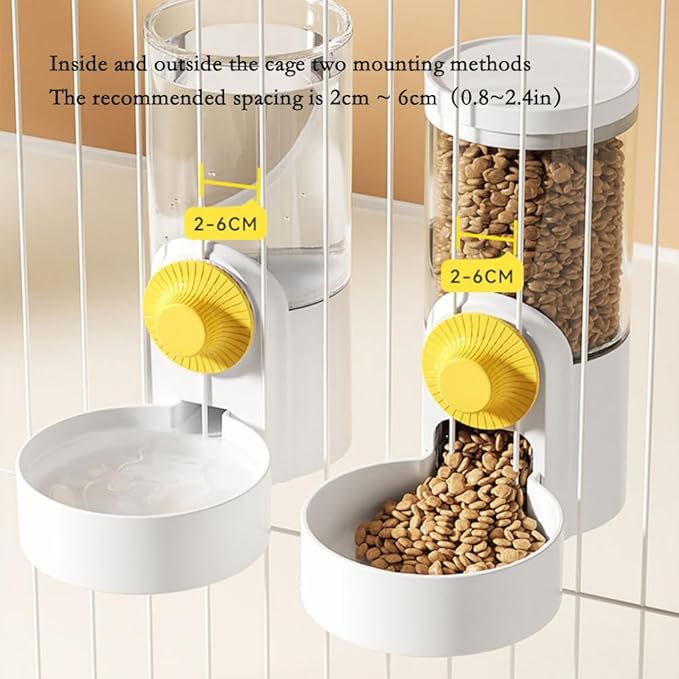 2 PCS Pet Dog Cat Hanging Automatic Feeders Drinking Bowls 40oz,Auto Gravity Feeder and Water Set,Cage Pet Feeding Bowls Dispenser for Cats Dogs Puppy, Rabbit Hamsters Chinchilla Hedgehog Ferret