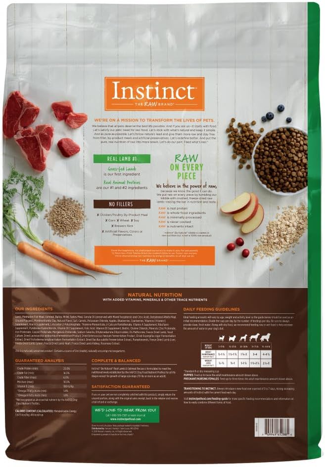 Instinct Be Natural Real Lamb & Oatmeal Recipe Natural Dry Dog Food, 24 lb. Bag