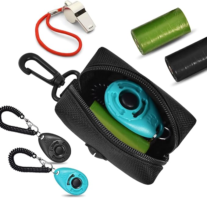 2Packs Dog Poop Bag Holder for Leash Attachment Dog Poop Bag Dispenser Dog Waste Bag Dispensers for Leash Accessory Dog Poop Bag Holders Dispensers & Hand Free Holder Metal Carriers, Black&Purple