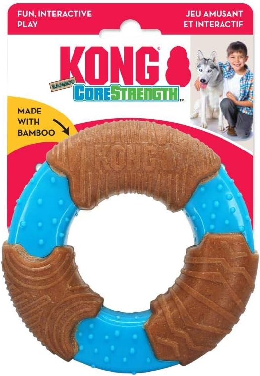 KONG CoreStrength Bamboo Ring - Dog Dental Chew Toy - Bamboo Dog Toy for Enrichment Play & Dental Care - with Raised Nubs & Texture for Teeth and Gum Cleaning - for Medium/Large Dogs