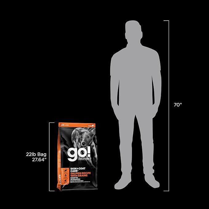 GO! SOLUTIONS Skin + Coat Care - Dry Dog Food, 22 lb - Salmon Recipe with Grains for All Life Stages - Complete + Balanced Nutrition for Dogs