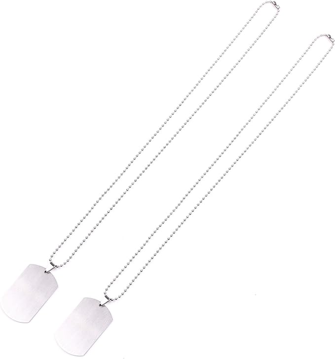Cosmos 2 Pcs Military Dog Tags Dog ID Tags with 23.5 Inch Nickel Plated Steel Ball Chains