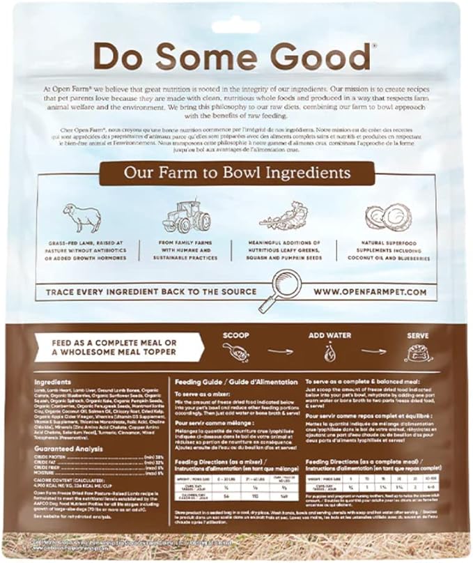 Open Farm Freeze Dried Raw Dog Food, Humanely Raised Meat Recipe with Non-GMO Superfoods and No Artificial Flavors or Preservatives (22 Ounce (Pack of 1), Pasture Raised Lamb)