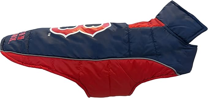 MLB Boston Red Sox Puffer Vest for Dogs & Cats, Size Medium. Warm, Cozy, and Waterproof Dog Coat, for Small and Large Dogs/Cats. Best MLB Licensed PET Warming Sports Jacket