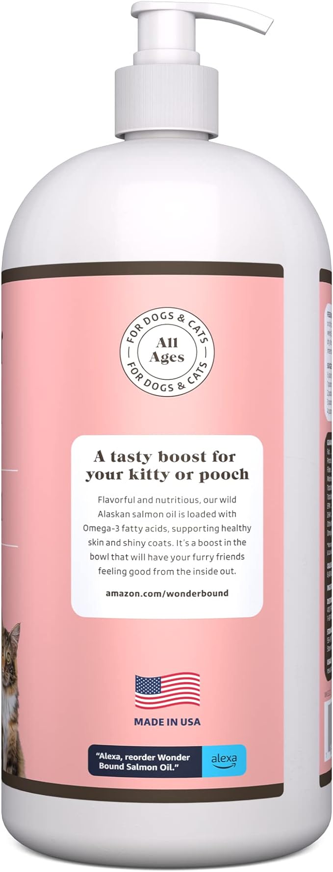 Amazon Brand - Wonder Bound Wild Alaskan Salmon Oil for Dog, Cat, 32 fl oz