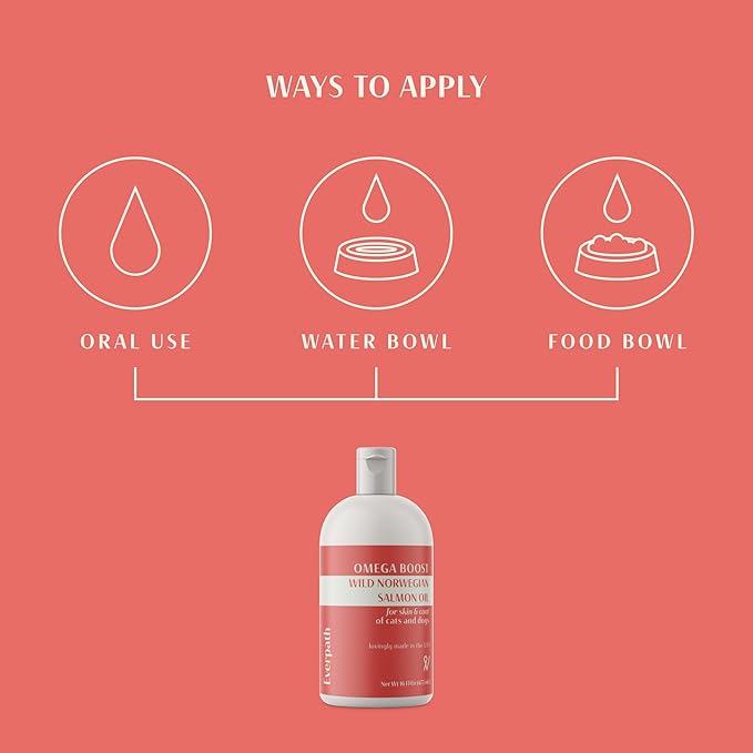 2024 Everpath Upgraded Salmon Oil Omega 3 Boost for Dogs and Cats - 16 Fluid Ounces/473mls | USA Made | Supports Coat, Skin, and Immune System | Norwegian Salmon Oil for Pets | Natural Solution