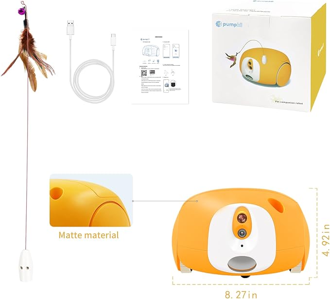 Pet Camera Treat Dispenser, Cat Dog Camera, Automatic Pet Feeder with App Remote Control, 2 Way Audio, 1080P HD Mobile Camera with Night Vision, Interactive Replaceable Cat Teaser