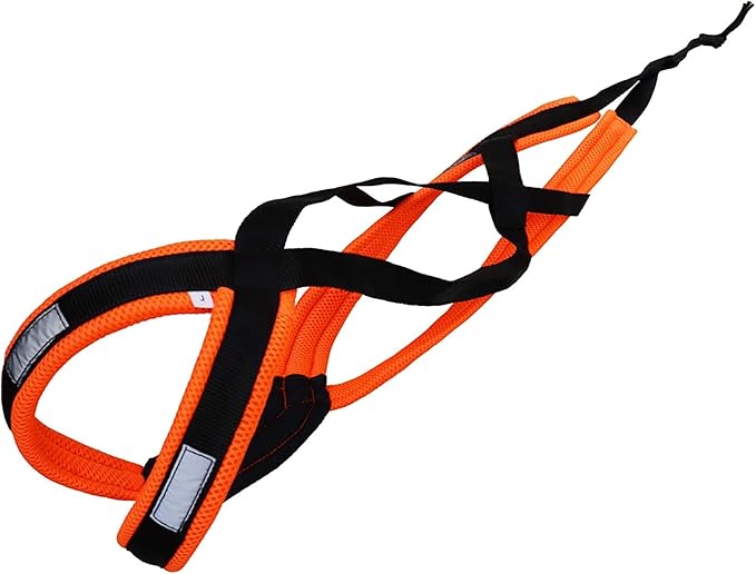 Dog Weight Pulling Harness, XBack for Canicross, Dog Sport, Bike Joring, Ski Joring, Sled Harness, Dog mushing, Dog Running Harness, Black Neonorange XL