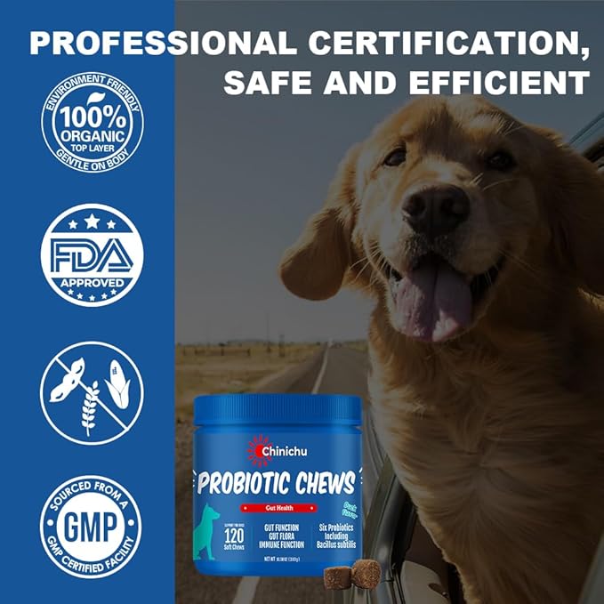 Probiotics for Dogs - Digestive Enzymes for Gut Flora, Digestive Health, Diarrhea & Bowel Support - Dog Supplement Soft Chew for Pet Immune System - Clinically Studied DE111 - Duck Flavor