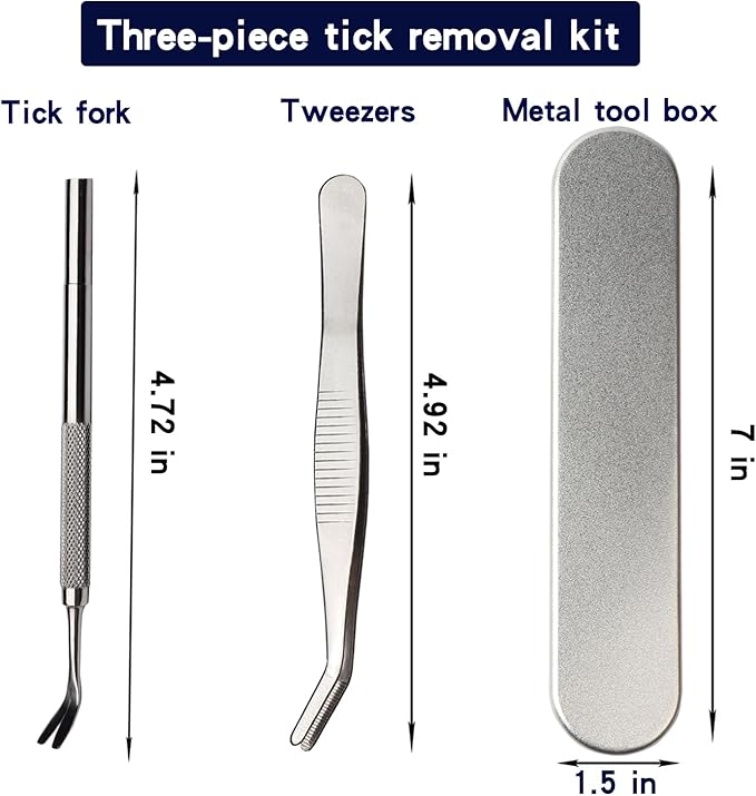 Tick Removal Tool,Tick Remover for Dogs,Pet First aid kit Ttwister Tweezers,Tick Key,Dog Hiking Camping Gear,Cat flea and tick Treatment (1 Set), Metal ash