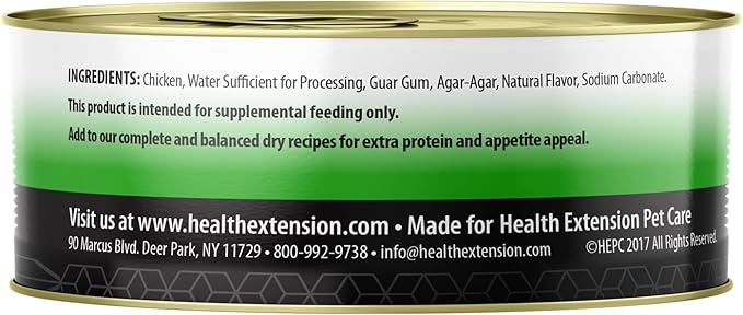 Health Extension Wet Dog Food, Gluten and Grain-Free, Healthy Natural Food Canned for Puppies, Chicken Recipe (5.5 Oz / 156 g) (Pack of 24)