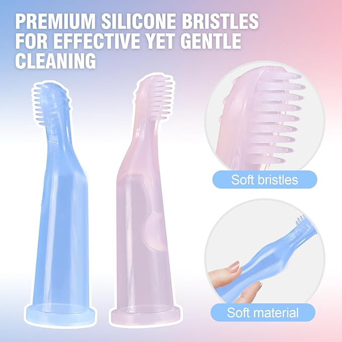 Pet Dental Care Kit | Cat Finger Toothbrush | Small Dogs & Cats | Secure Grip Thumb Brushes | Gentle Silicone Bristles | Anti-Bite & Extended Design