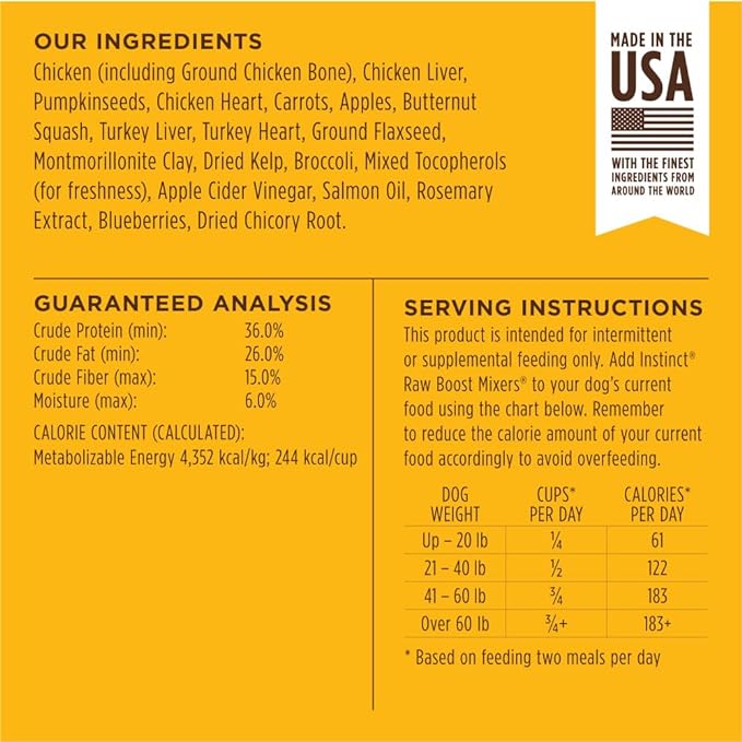Instinct Raw Boost Mixers Freeze Dried Raw Dog Food Topper, Grain Free, 14 Ounce (Pack of 1)