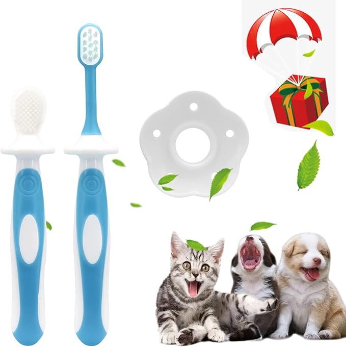 Dog Toothbrush Kit - Pet Toothbrush Pet Finger Toothbrush Use Professionally Set for Dogs/Cats/Puppies/Kittens&Pets for Dental Care (Blue)