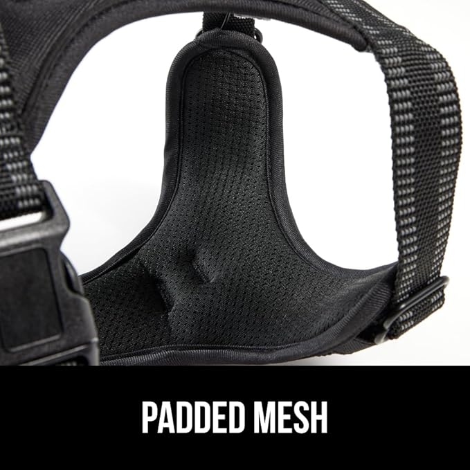 Gorilla Grip No Pull Comfortable Durable Dog Harness with Handle, Pet Leash Clips on Chest or Back for Walking, Padded Mesh Pets Vest, Adjustable Reflective Straps, Puppy Training, Black