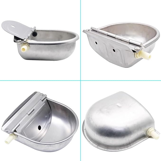 Automatic Animal Drinking Water Bowl 304 Stainless Steel Waterer with Float Valve Farm Dog Dispenser Kit Livestock Water Trough Dispenser for Dog Horse Pig Cow, Goat Waterer